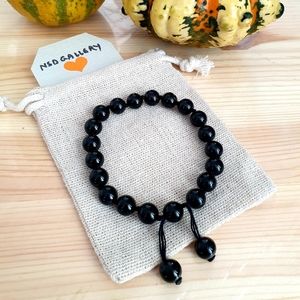 Adjustable gemstone healing bracelet - Black Onxy